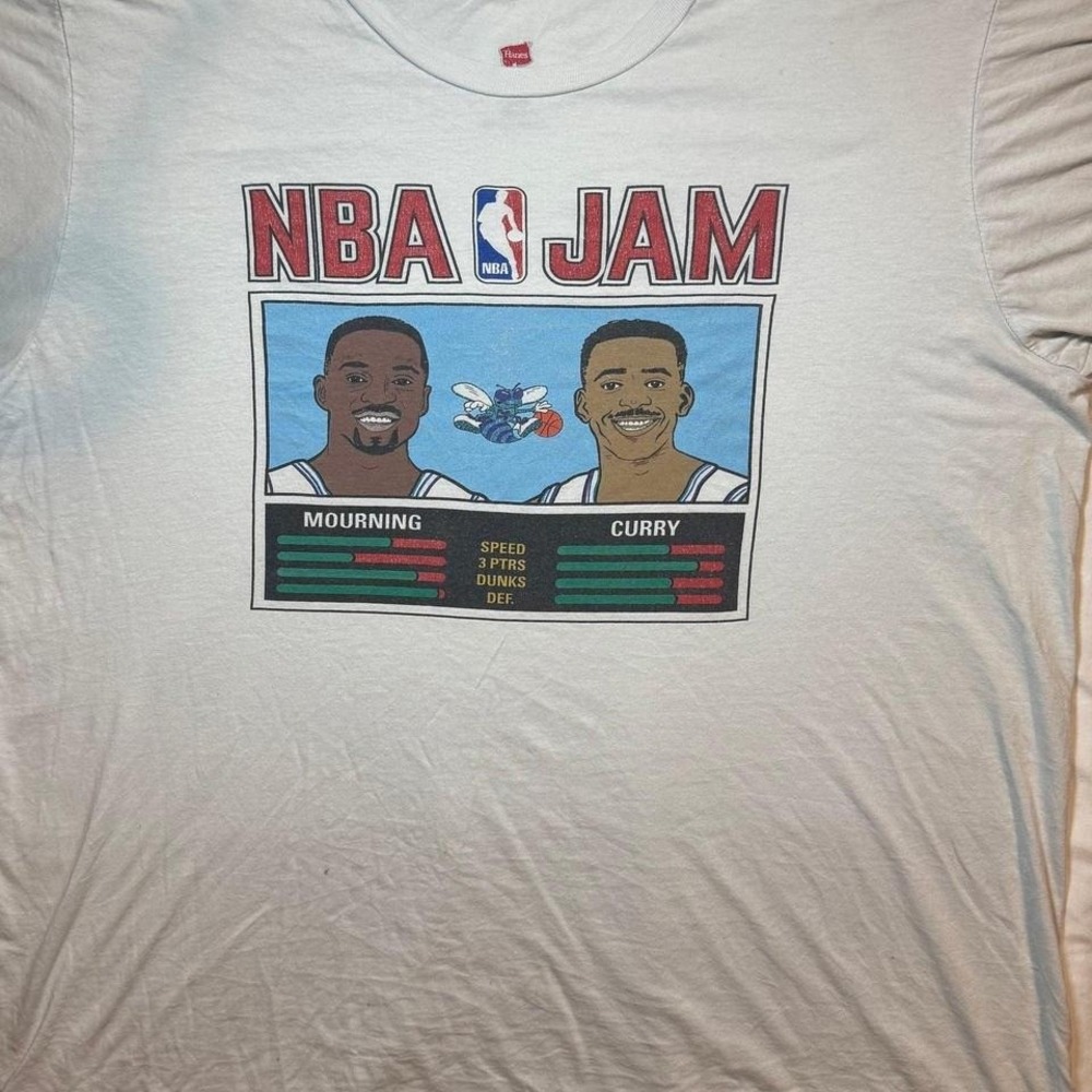 NBA Jam Charlotte Hornets T-Shirt Mourning & Curry Size XL
